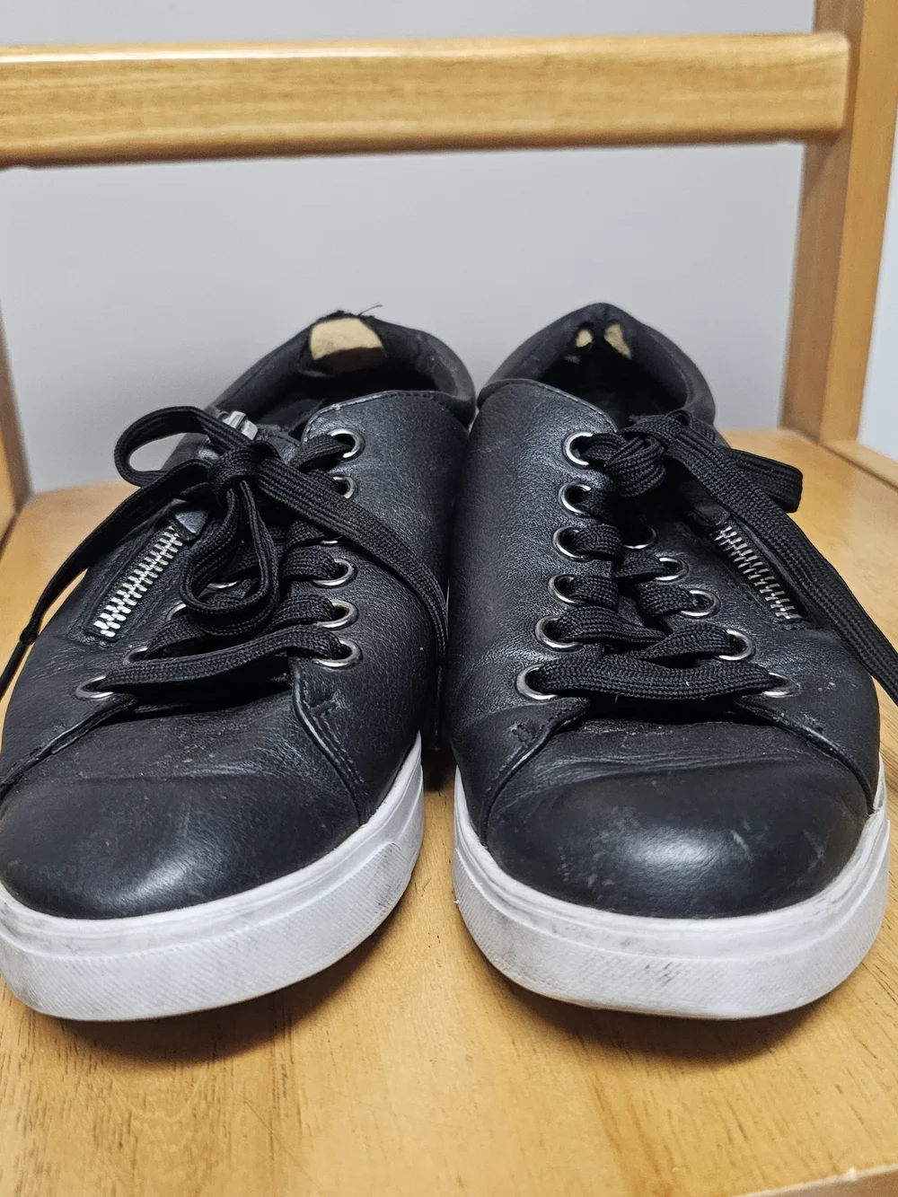 Women's Wide Fit Munro Jamie Zipper Lace-Up Slip On Sneakers Size 6.5WW Black